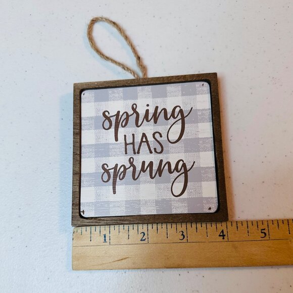 SPRING HAS SPRUNG small wood sign AND Easter Bunny springtime tiered tray decor - Picture 8 of 15